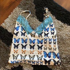 nwot omighty butterfly lace cami (xs-small)